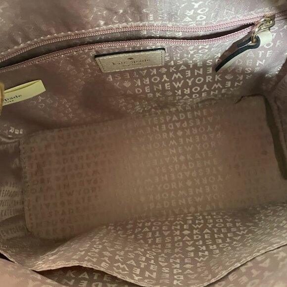 Kate Spade Grove Street Sammi Leather Ivory Pinkish Tan Zipper Pocket Backpack